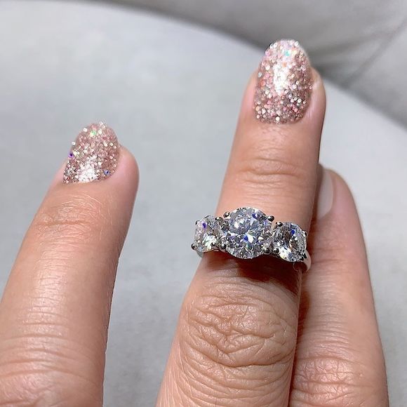 3pcs stone bridal engagement wedding ring - Picture 7 of 16